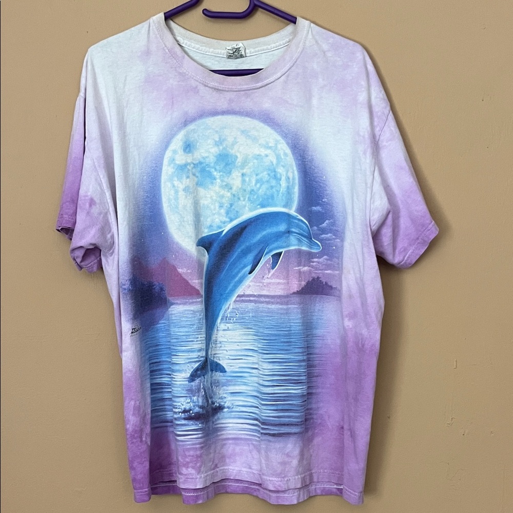 Vintage Purple Dolphin tie dye Graphic T-Shirt by The Mountain